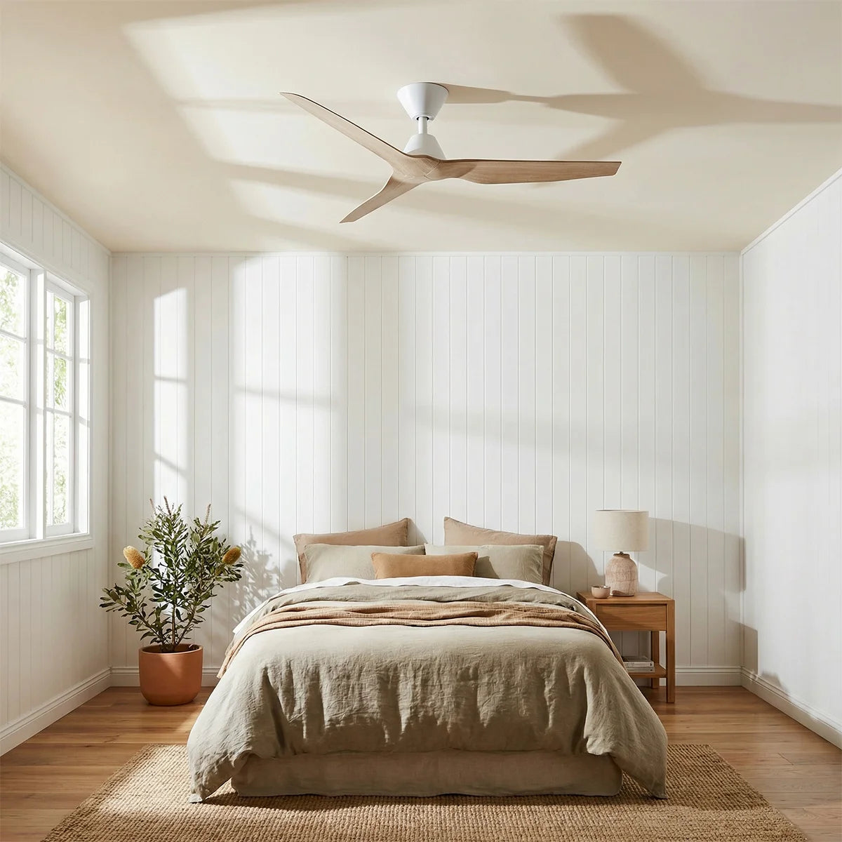 Fanco Infinity iD DC Ceiling Fan - White with Beechwood Blades 54″-Fanco-Ozlighting.com.au