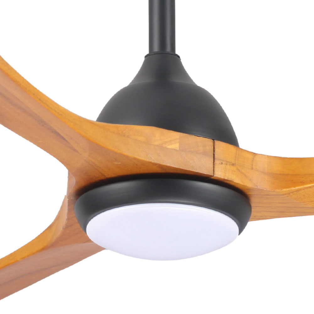 Fanco Sanctuary DC Ceiling Fan - CCT LED Light, Black with Teak Blades 52″-Fanco-Ozlighting.com.au