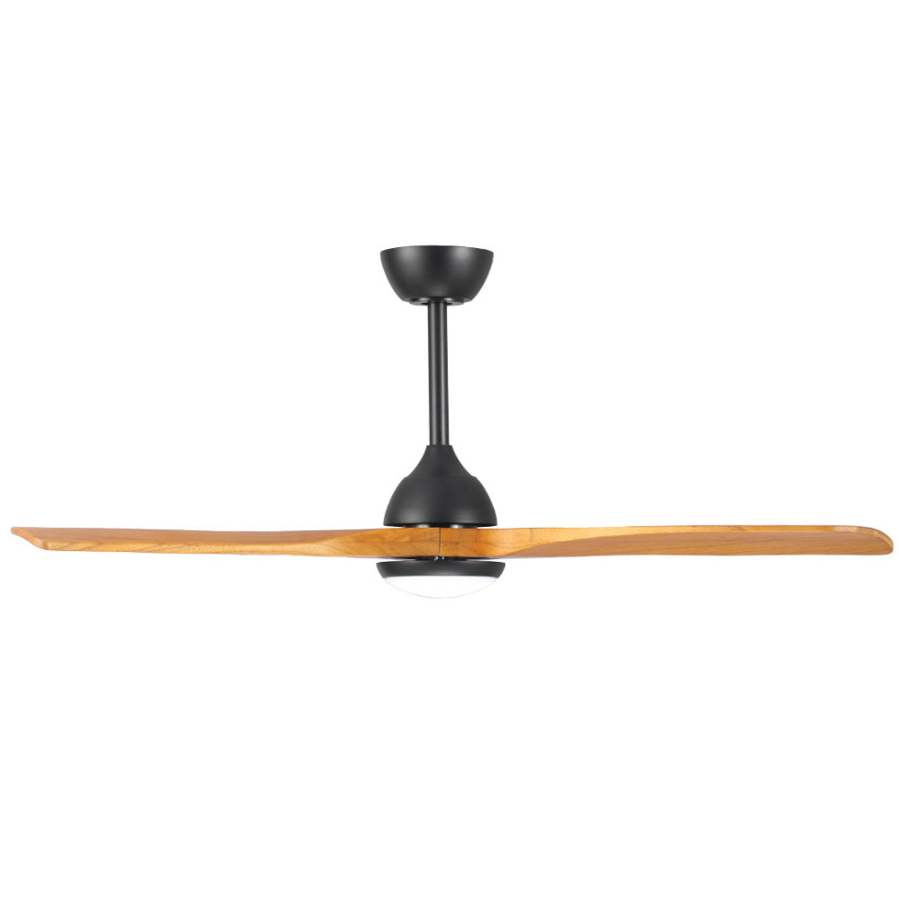 Fanco Sanctuary DC Ceiling Fan - CCT LED Light, Black with Teak Blades 52″-Fanco-Ozlighting.com.au