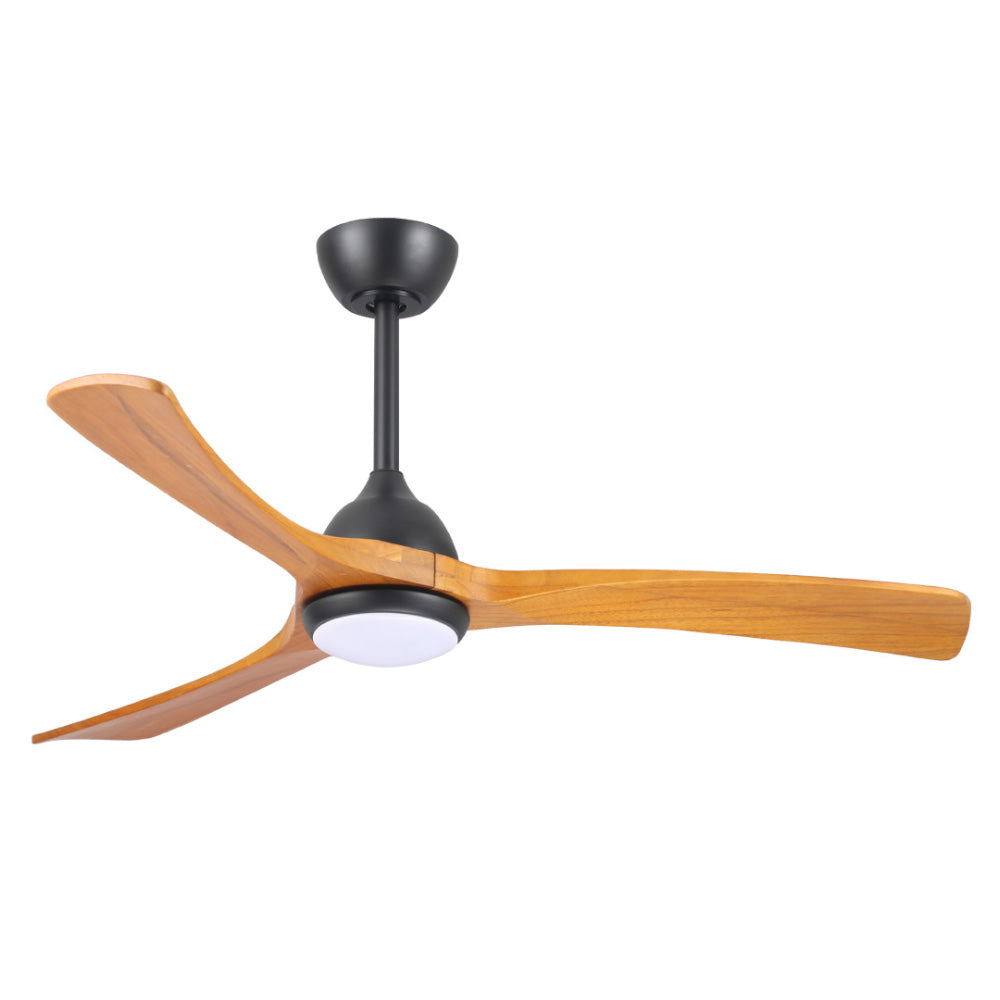 Fanco Sanctuary DC Ceiling Fan - CCT LED Light, Black with Teak Blades 52″-Fanco-Ozlighting.com.au