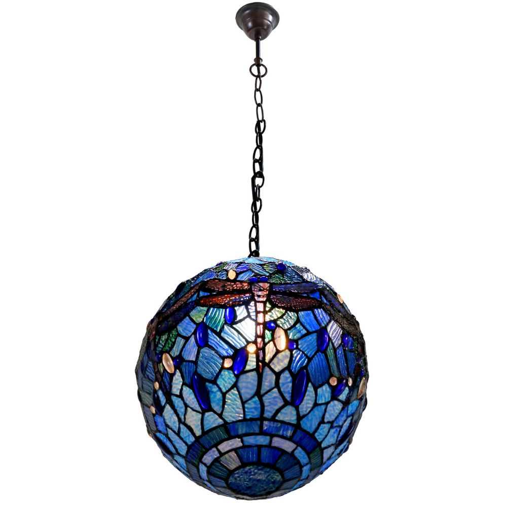 G&G Bros BLUE DRAGONFLY Pendant - 1 Light Round-G&G Bros.-Ozlighting.com.au
