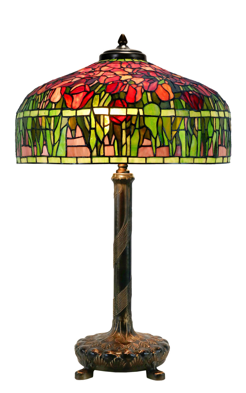 G&G Bros Lamp - 18" Reproduction Tulip, with Metal Base, Red-G&G Bros.-Ozlighting.com.au