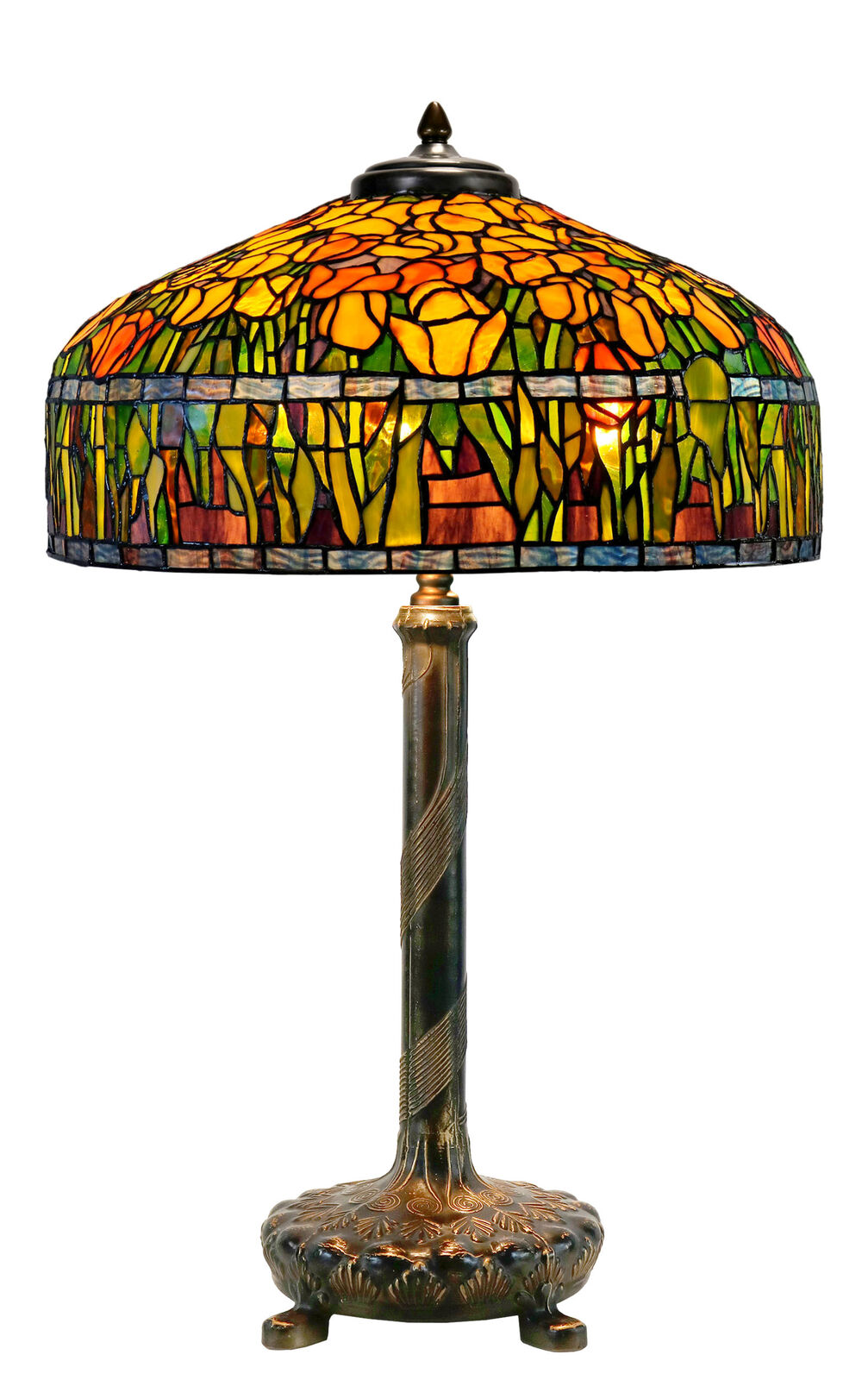 G&G Bros Lamp - 18" Reproduction Tulip, with Metal Base, Yellow-G&G Bros.-Ozlighting.com.au