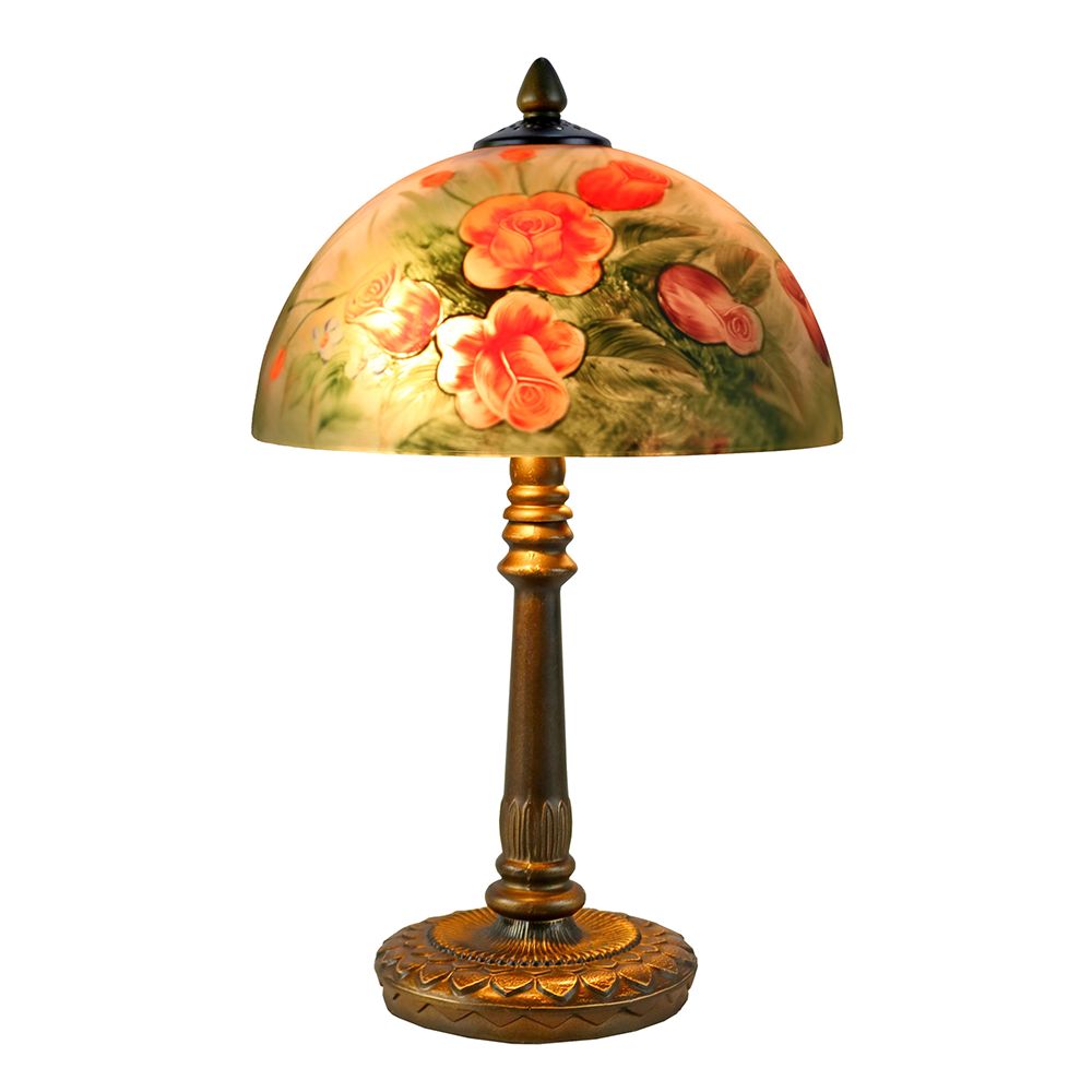 G&G Bros. Table Lamp - 25W, Handpainted Rose-G&G Bros.-Ozlighting.com.au