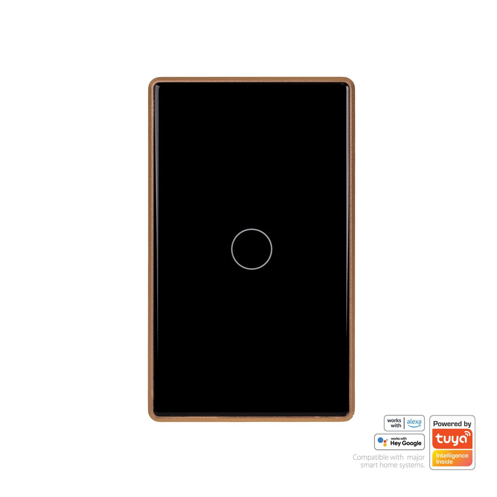 Havit - Black with Gold Trim Wifi Gang Wall Switch-Havit Lighting-Ozlighting.com.au