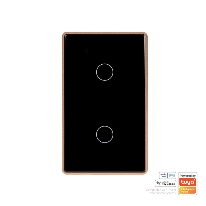 Havit - Black with Gold Trim Wifi Gang Wall Switch-Havit Lighting-Ozlighting.com.au