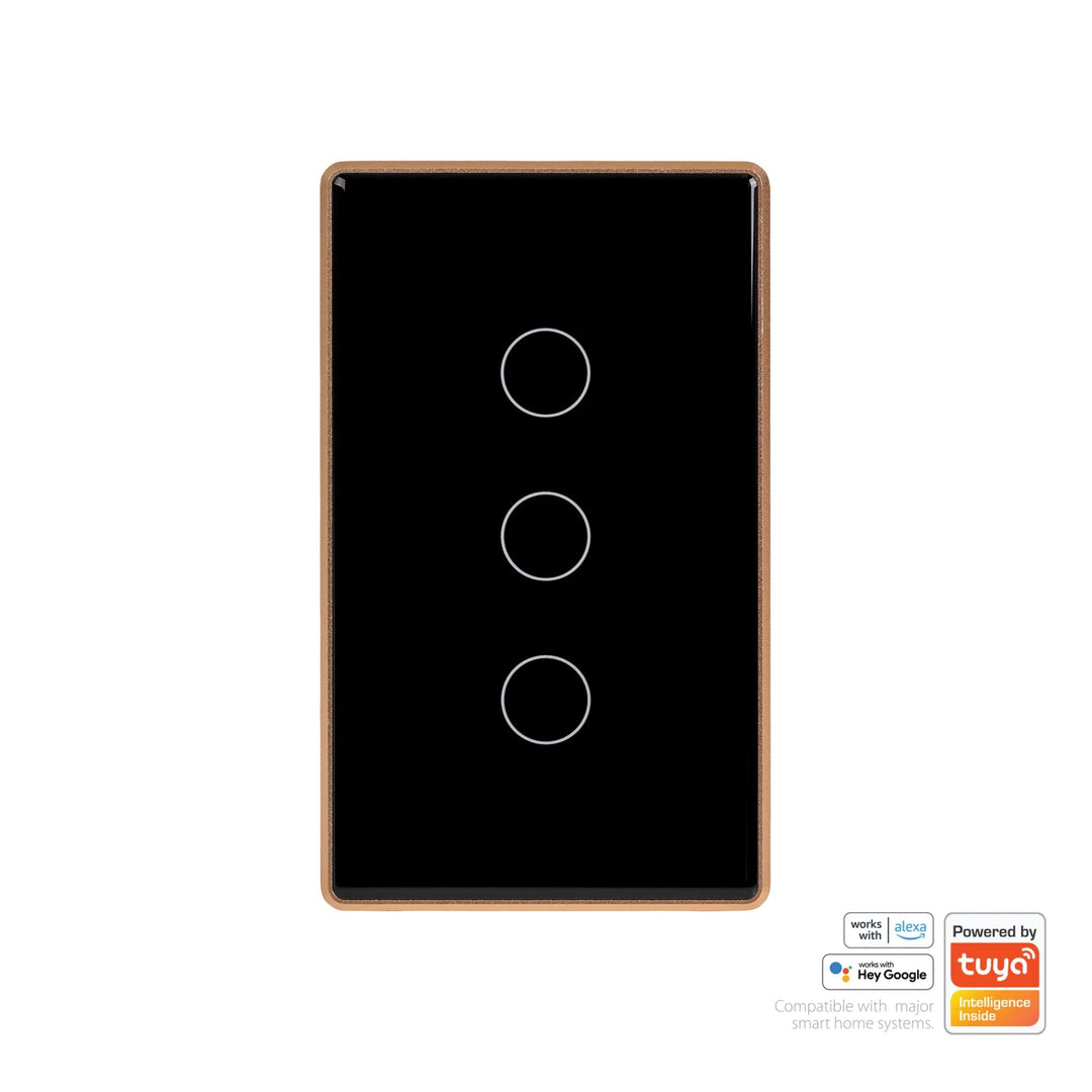 Havit - Black with Gold Trim Wifi Gang Wall Switch-Havit Lighting-Ozlighting.com.au