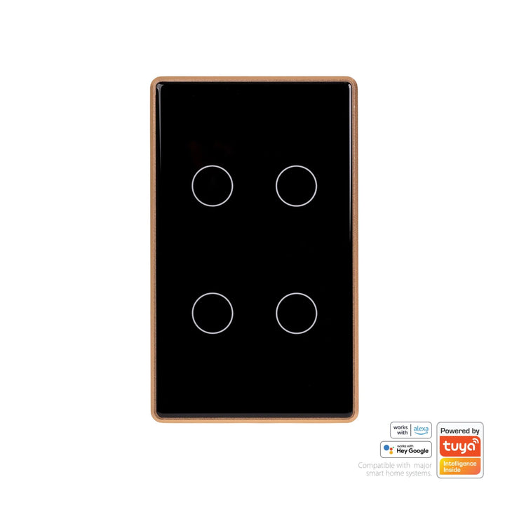 Havit - Black with Gold Trim Wifi Gang Wall Switch-Havit Lighting-Ozlighting.com.au