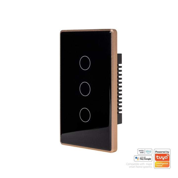 Havit - Black with Gold Trim Wifi Gang Wall Switch-Havit Lighting-Ozlighting.com.au