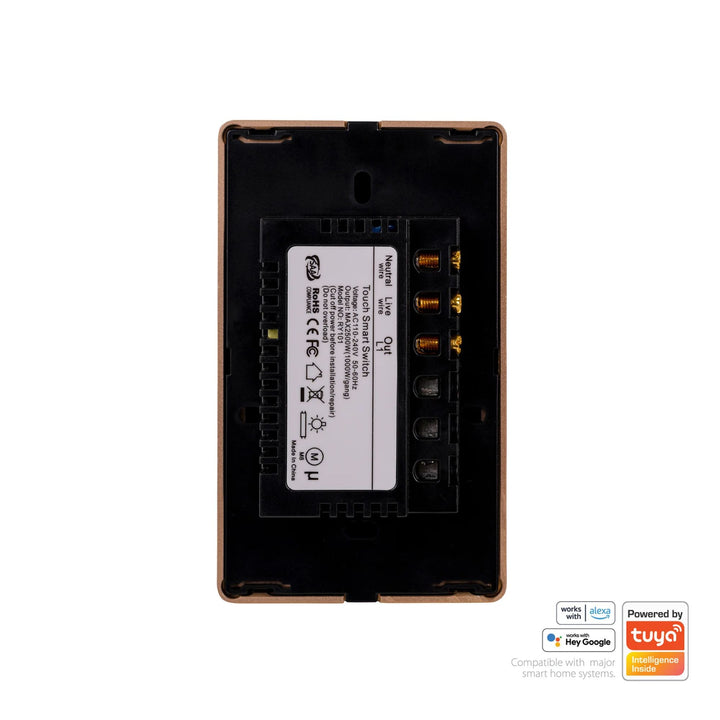Havit - Black with Gold Trim Wifi Gang Wall Switch-Havit Lighting-Ozlighting.com.au
