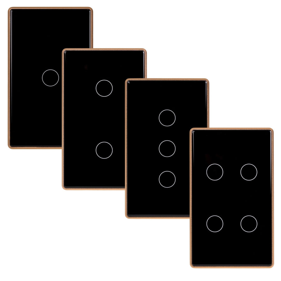 Havit - Black with Gold Trim Wifi Gang Wall Switch-Havit Lighting-Ozlighting.com.au