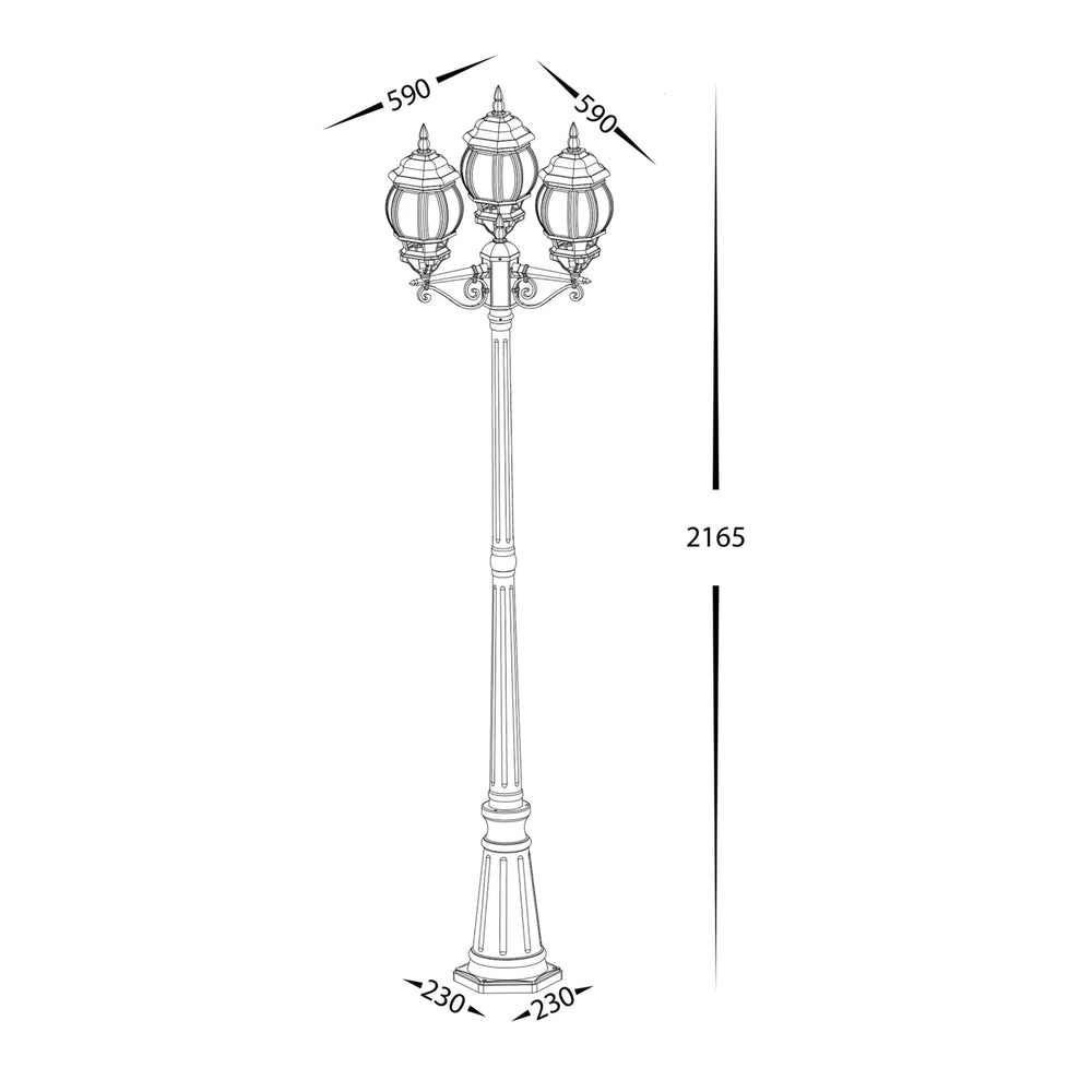 Havit TRENER - 3x9W Coach 3 Light Post Light-Havit Lighting-Ozlighting.com.au