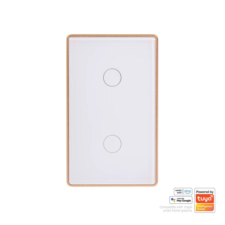 Havit - White with Gold Trim Wifi Gang Wall Switch-Havit Lighting-Ozlighting.com.au