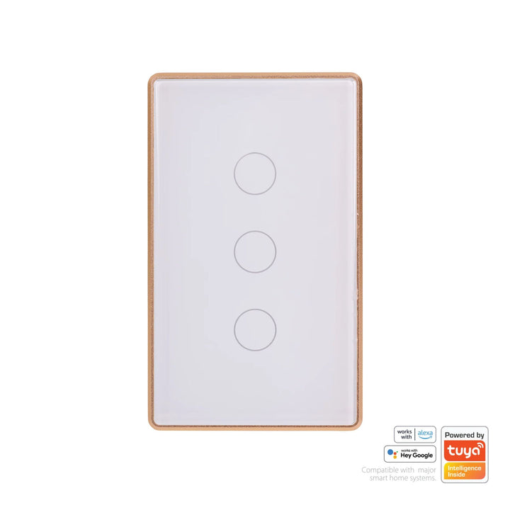 Havit - White with Gold Trim Wifi Gang Wall Switch-Havit Lighting-Ozlighting.com.au