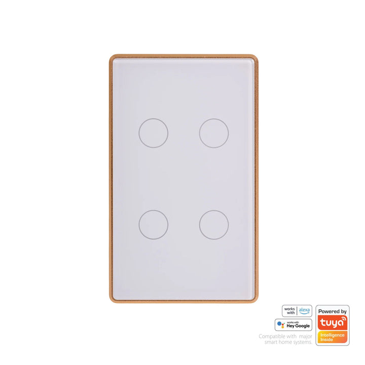 Havit - White with Gold Trim Wifi Gang Wall Switch-Havit Lighting-Ozlighting.com.au