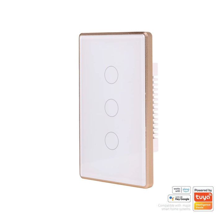 Havit - White with Gold Trim Wifi Gang Wall Switch-Havit Lighting-Ozlighting.com.au