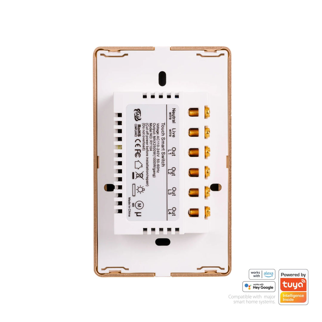 Havit - White with Gold Trim Wifi Gang Wall Switch-Havit Lighting-Ozlighting.com.au