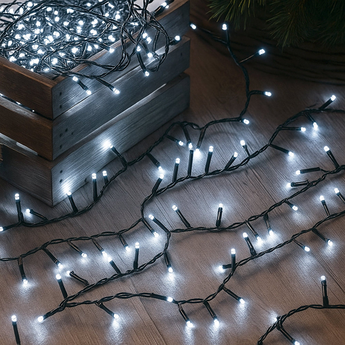 Lexi Solar 420 LED Fairy Light Chain Dark Green Cable-Lexi Lighting-Ozlighting.com.au
