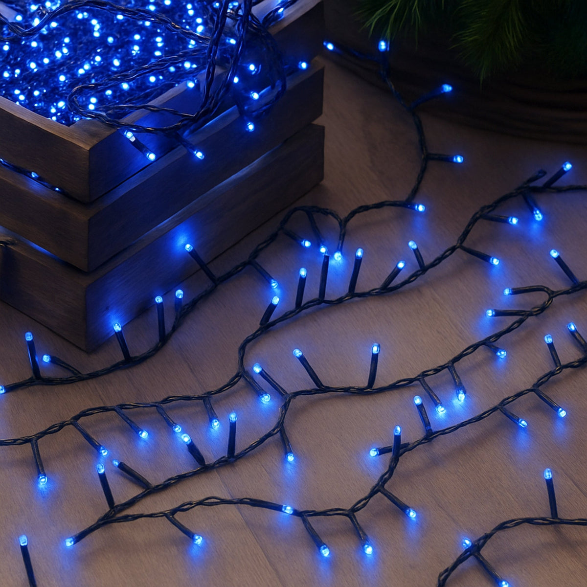 Lexi Solar 420 LED Fairy Light Chain Dark Green Cable-Lexi Lighting-Ozlighting.com.au