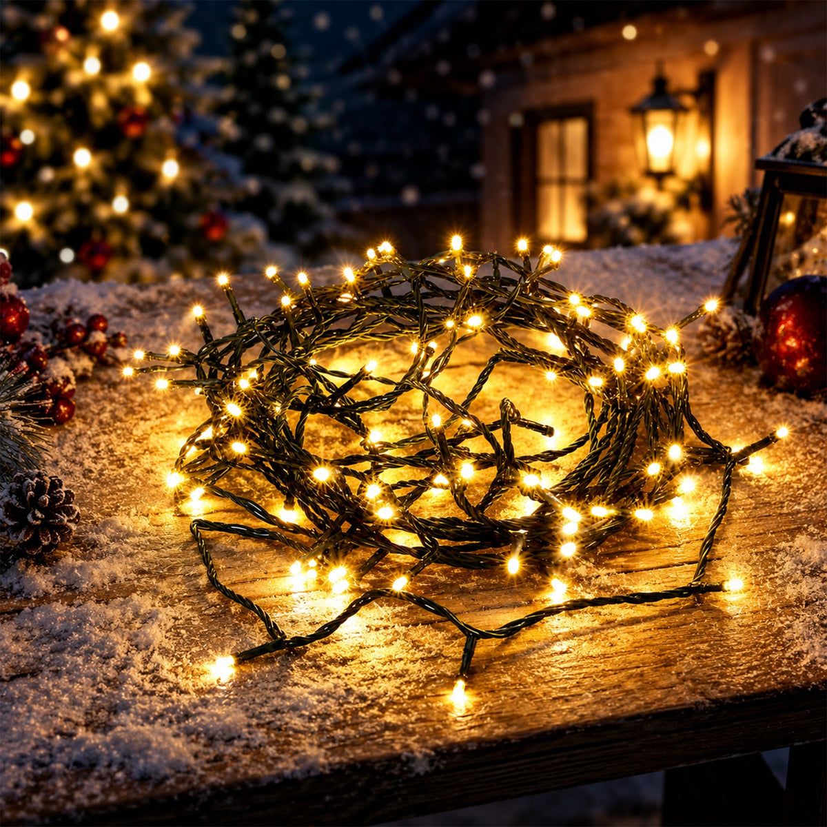 Lexi Solar 420 LED Fairy Light Chain Dark Green Cable-Lexi Lighting-Ozlighting.com.au