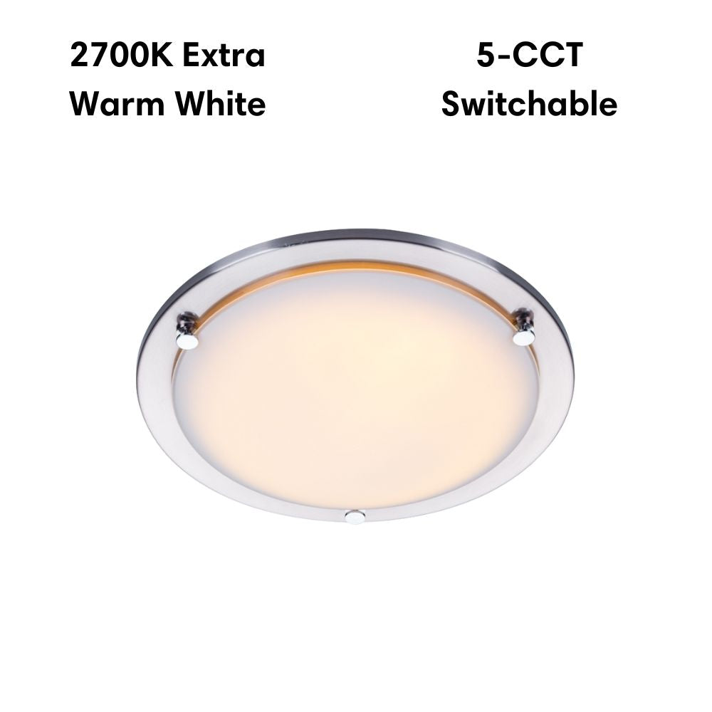 Lummax AC-025-30-LED LED Ceiling Light - 18W, 30cm, 5-CCT, Dimmable, IP20, Round, Opal Glass, Satin Chrome-Lummax-Ozlighting.com.au