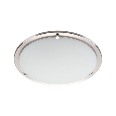 Lummax AC-025-40 - 2xE27 Round Ceiling Light IP20 Satin Chrome Trim / Opal Glass-Lummax-Ozlighting.com.au