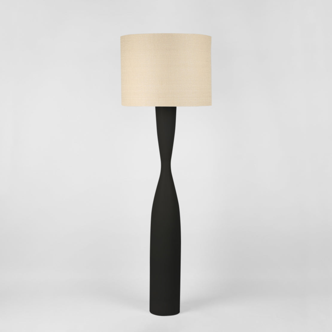MRD Home CALLUM Floor Lamp - Black / Natural Shade-MRD HOME-Ozlighting.com.au