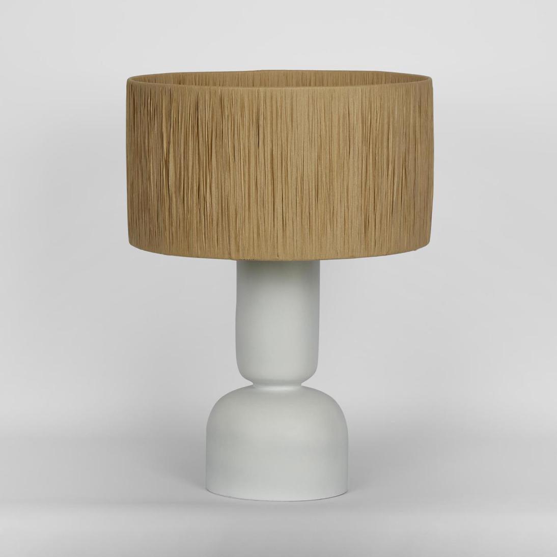 MRD Home CLEM Table Lamp Small White with Raffia shade-MRD HOME-Ozlighting.com.au