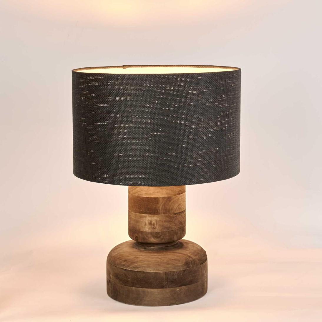 MRD Home CLEM Timber Table Lamp - Black Shade-MRD HOME-Ozlighting.com.au