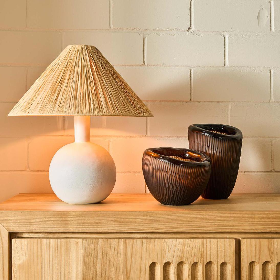 MRD Home ESTA Table Lamp Small White with Raffia Shade-MRD HOME-Ozlighting.com.au
