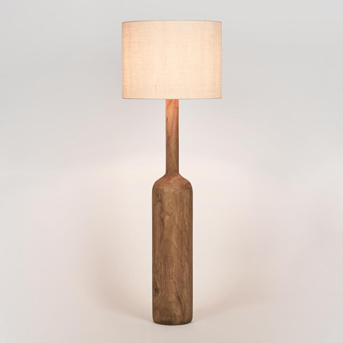 MRD Home FLASK Wood Floor Lamp - Saddle / Natural Shade-MRD HOME-Ozlighting.com.au
