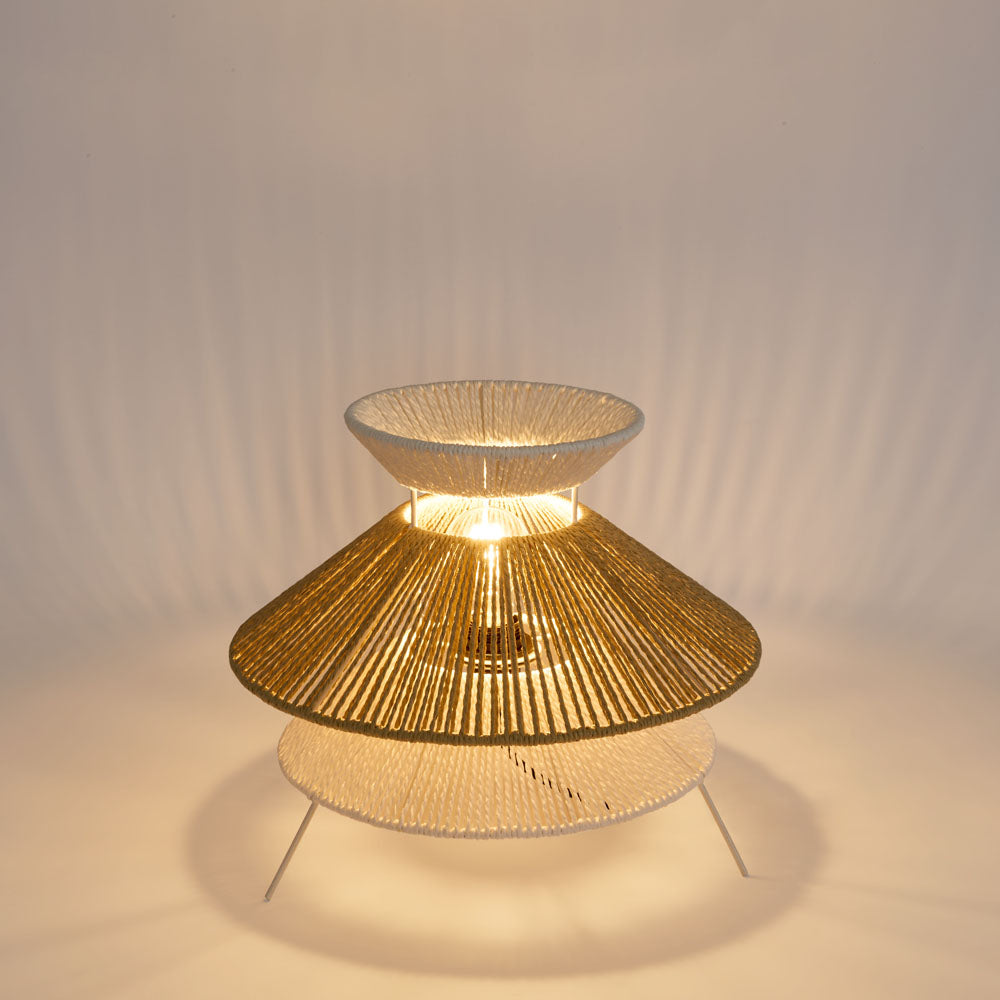 MRD Home LOOMA Layered String Table Lamp - White / Natural-MRD HOME-Ozlighting.com.au