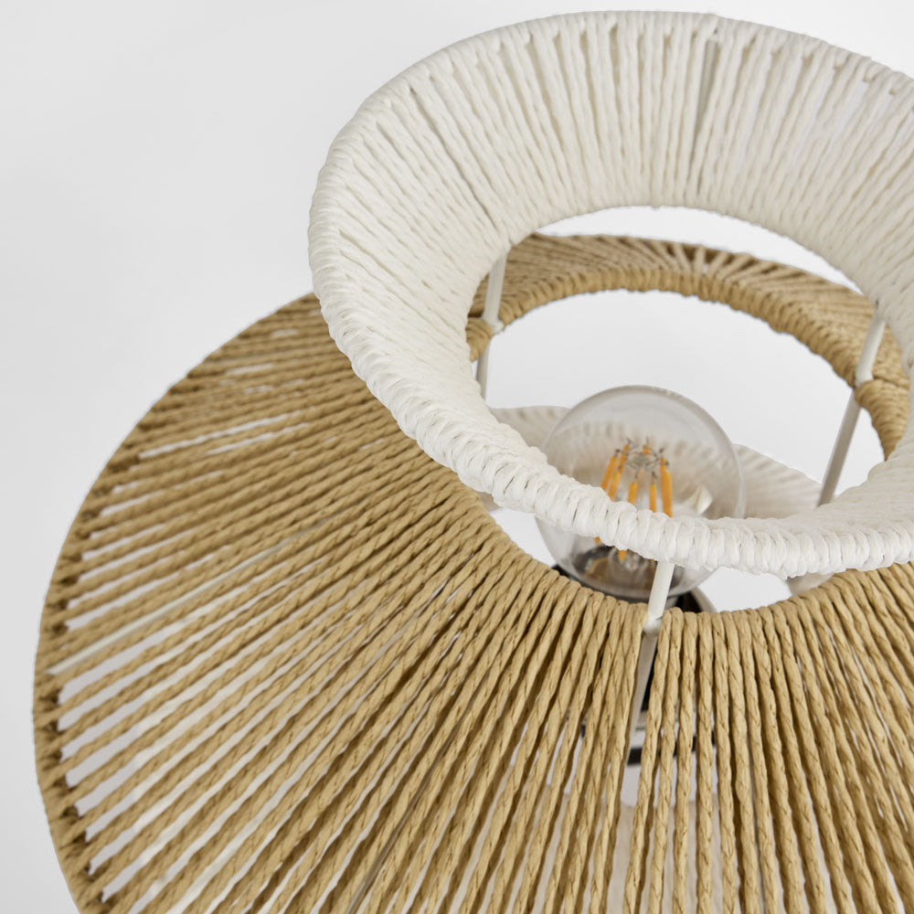 MRD Home LOOMA Layered String Table Lamp - White / Natural-MRD HOME-Ozlighting.com.au