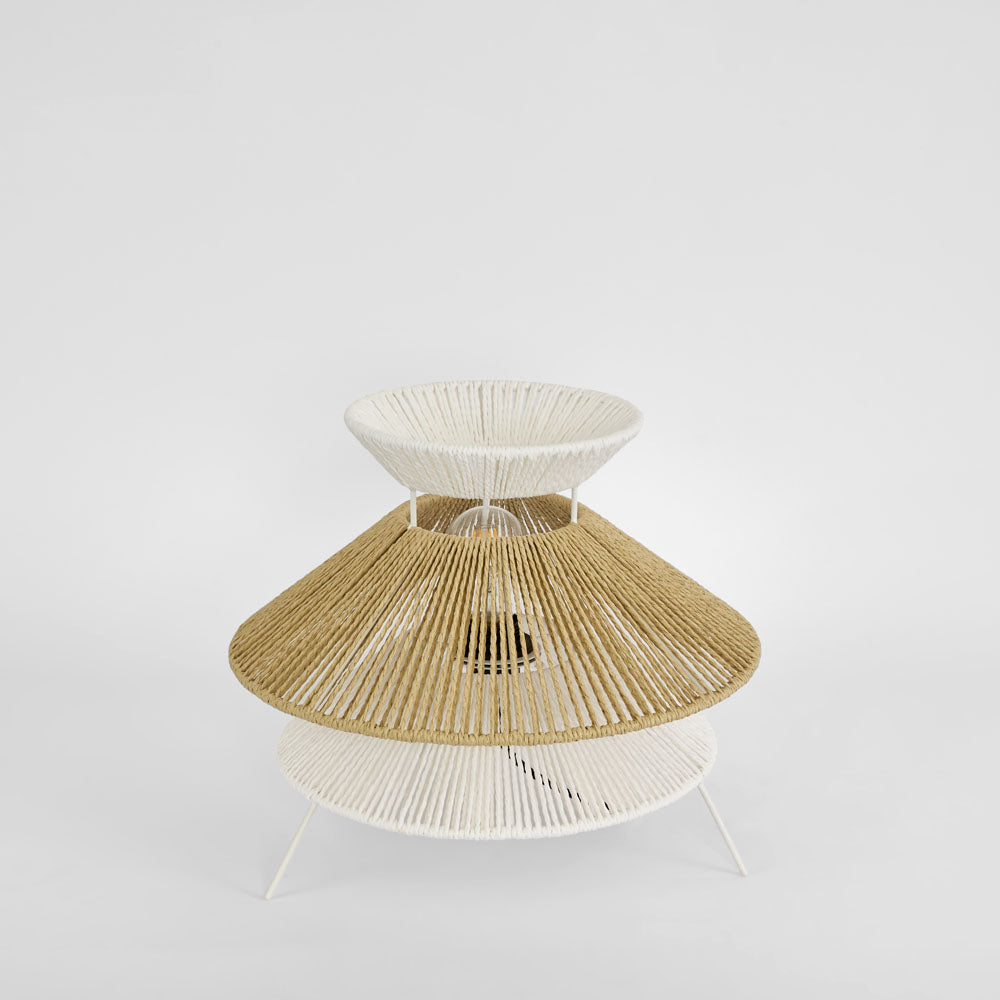MRD Home LOOMA Layered String Table Lamp - White / Natural-MRD HOME-Ozlighting.com.au