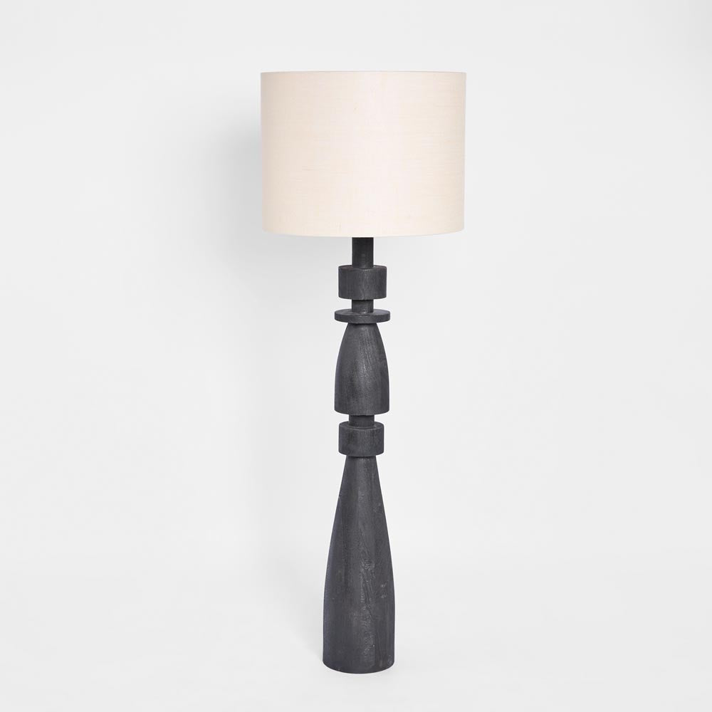 MRD Home MAGNUS Wood Floor Lamp - Black / Natural Shade-MRD HOME-Ozlighting.com.au