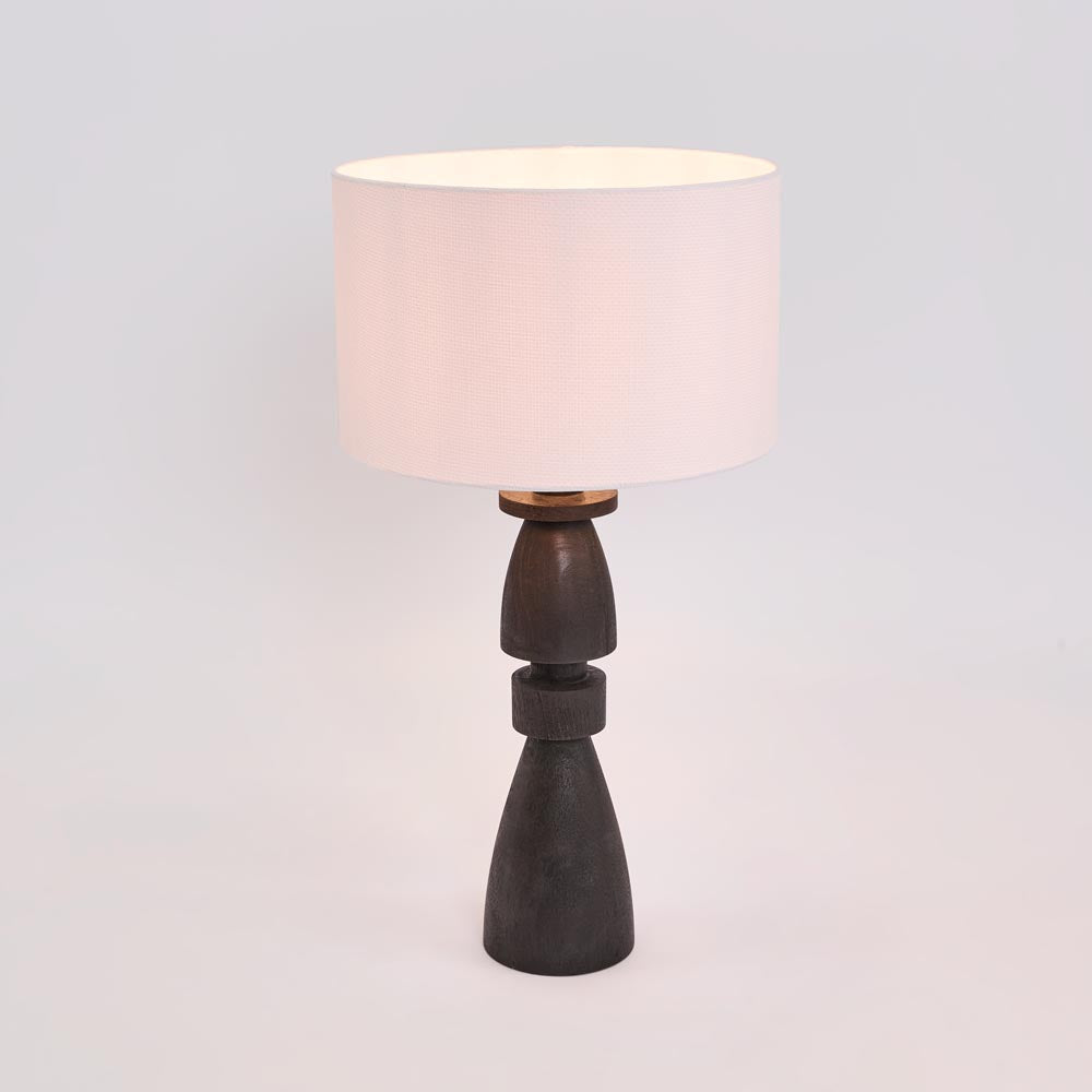 MRD Home MAGNUS Wood Table Lamp - Black / White Shade-MRD HOME-Ozlighting.com.au