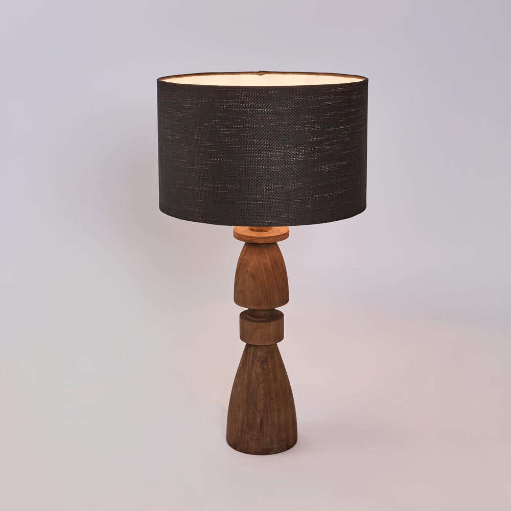MRD Home MAGNUS Wood Table Lamp - Saddle / Black Shade-MRD HOME-Ozlighting.com.au
