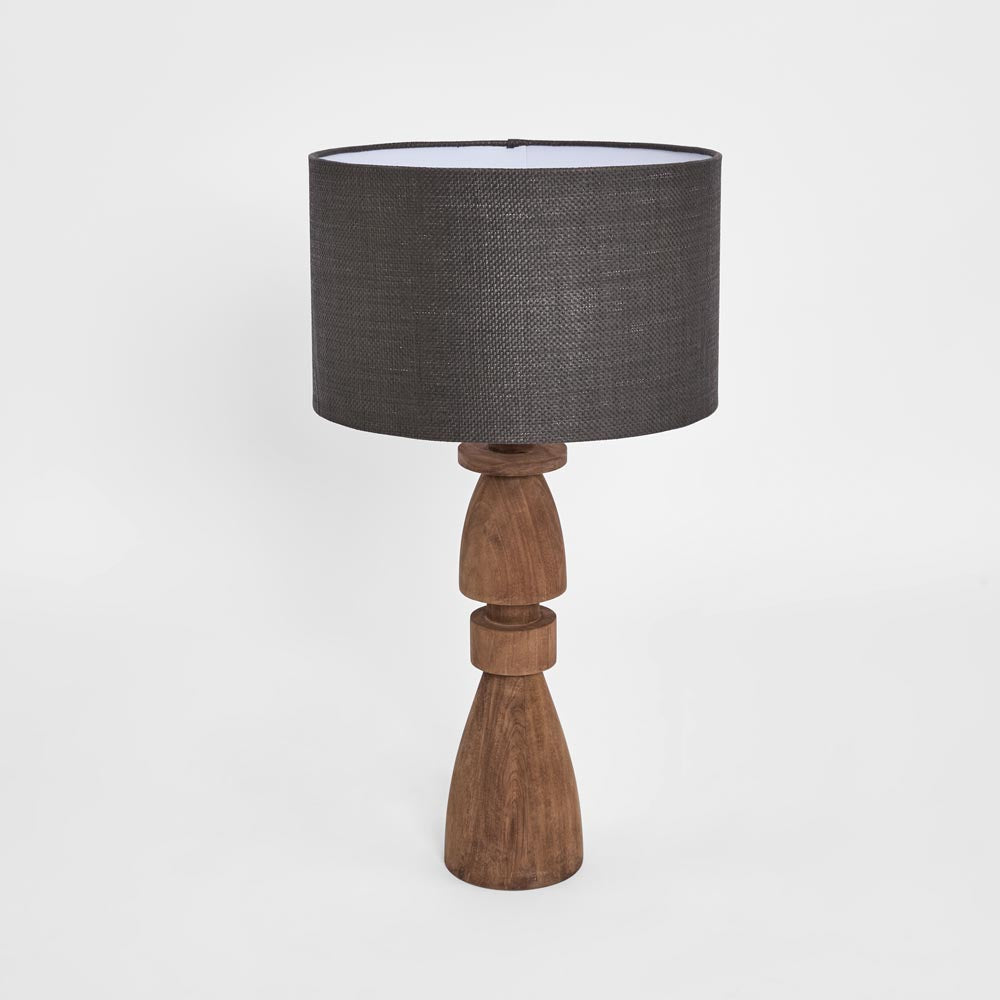 MRD Home MAGNUS Wood Table Lamp - Saddle / Black Shade-MRD HOME-Ozlighting.com.au