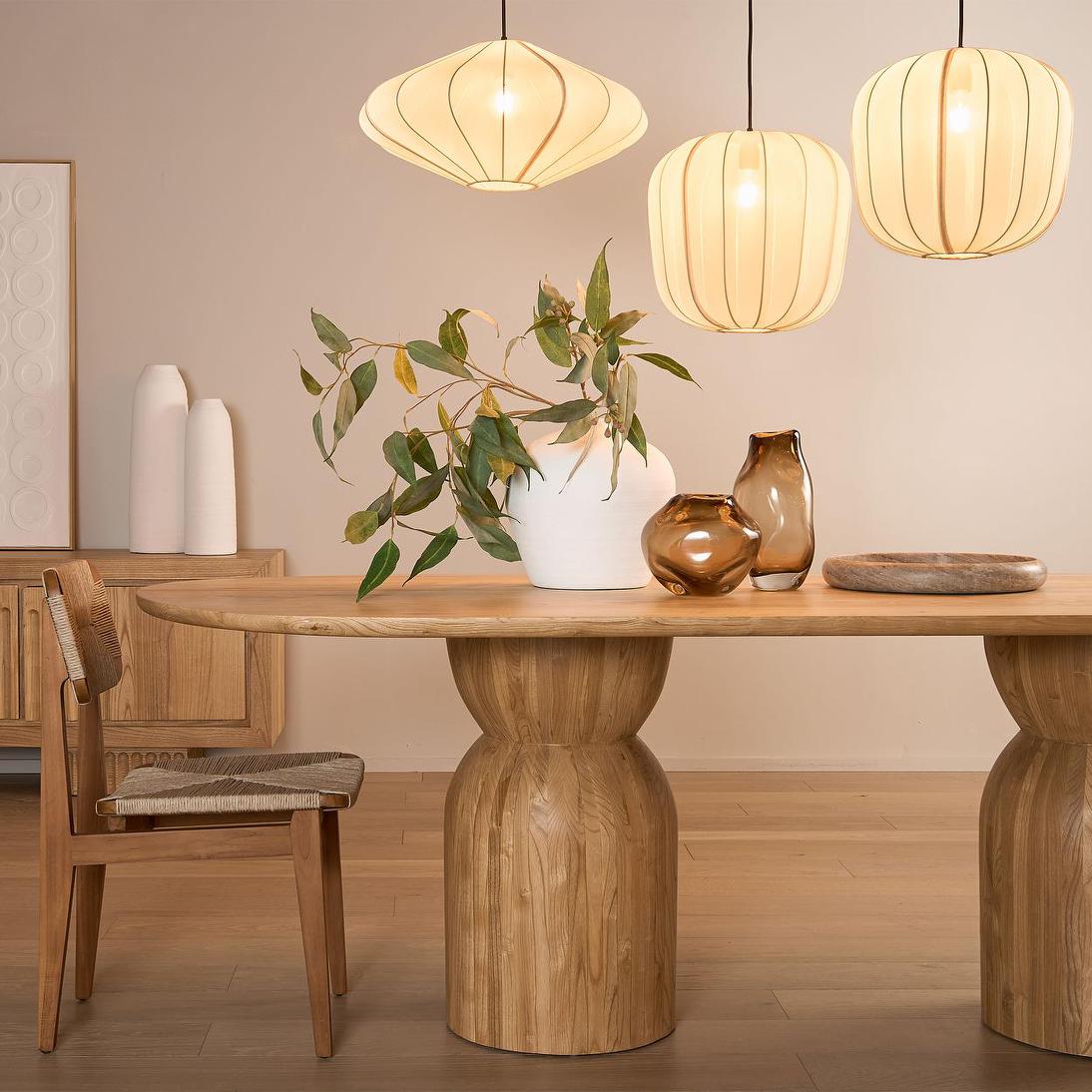 MRD Home PUMPKIN Pendant Light - Large Ivory / Black Cord-MRD HOME-Ozlighting.com.au