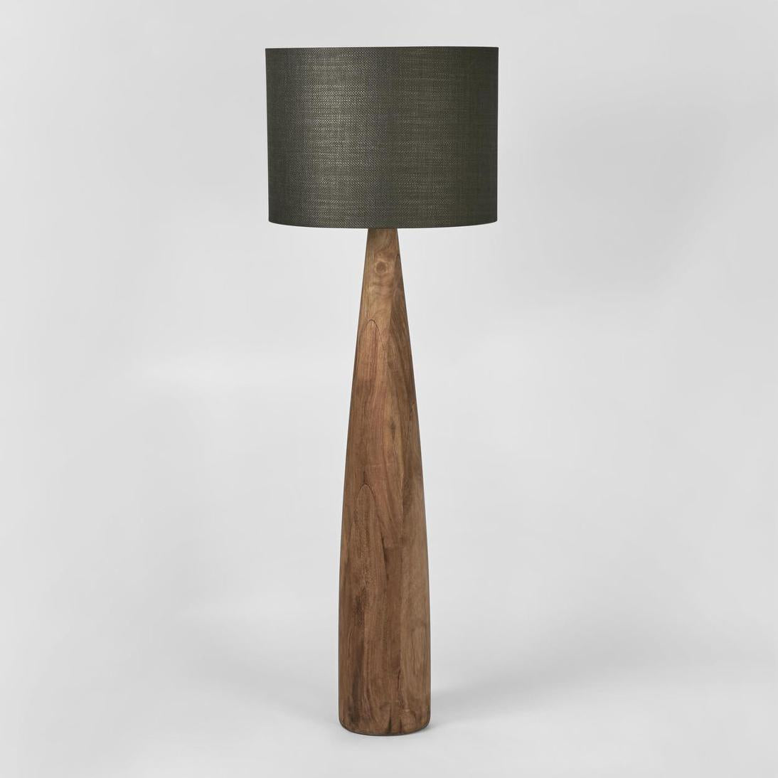 MRD Home SAMSON Wood Floor Lamp - Saddle / Black Shade-MRD HOME-Ozlighting.com.au