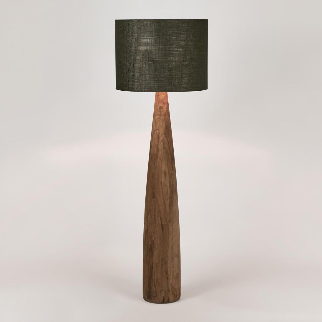 MRD Home SAMSON Wood Floor Lamp - Saddle / Black Shade-MRD HOME-Ozlighting.com.au