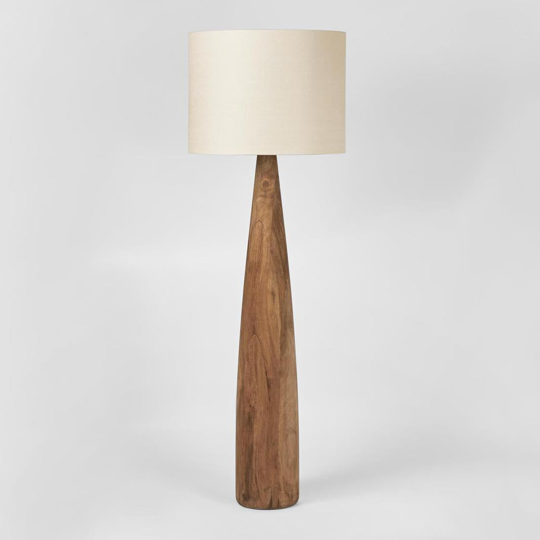 MRD Home SAMSON Wood Floor Lamp - Saddle / Natural Shade-MRD HOME-Ozlighting.com.au