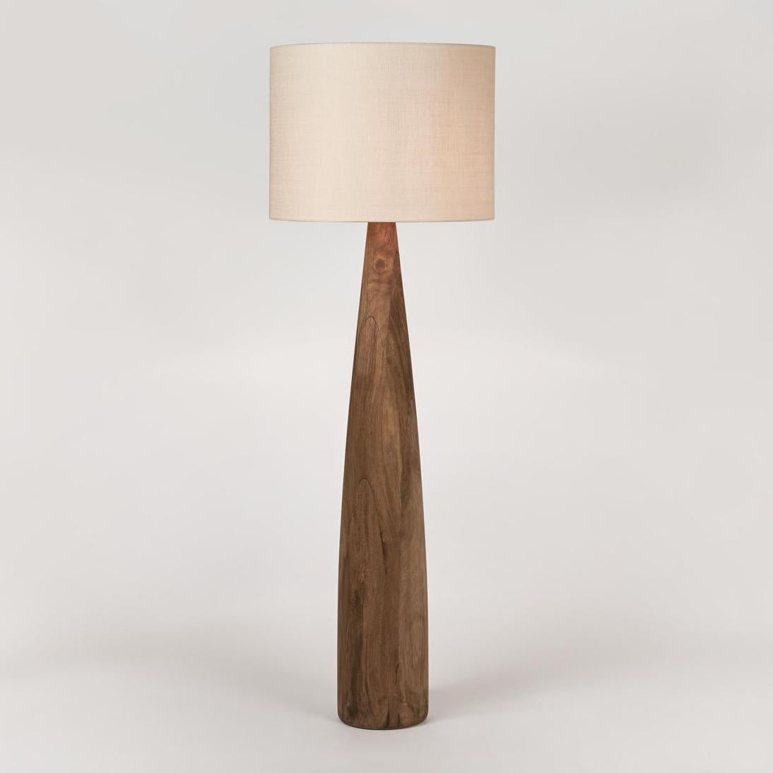 MRD Home SAMSON Wood Floor Lamp - Saddle / Natural Shade-MRD HOME-Ozlighting.com.au