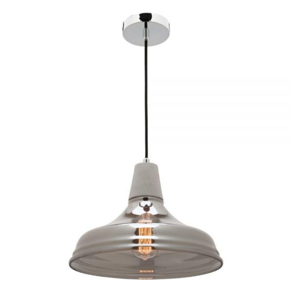 Mercator KRISTOV - Modern Large Concrete And Smoke Glass Pendant IP20-Mercator-Ozlighting.com.au