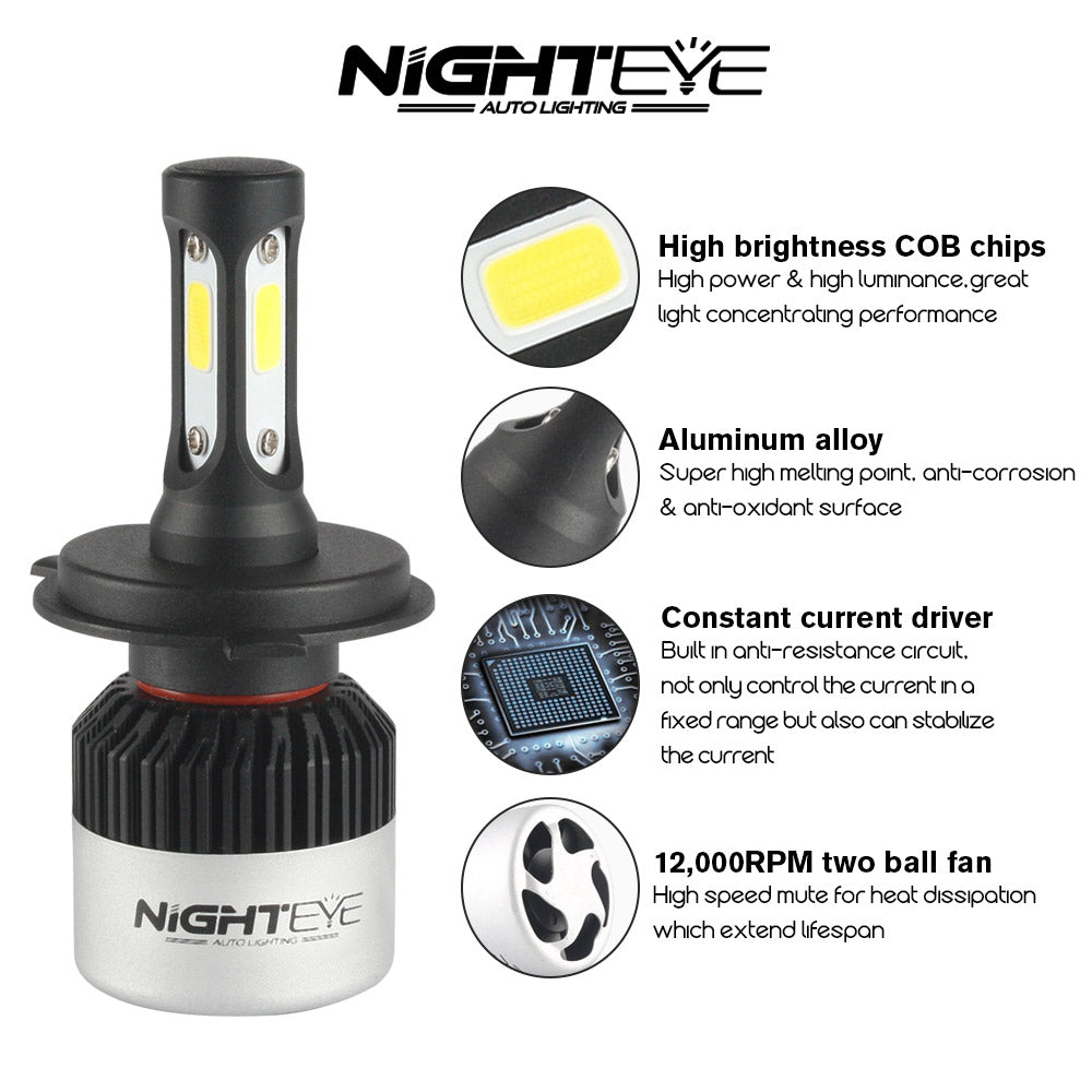 Nighteye H4 LED Headlight Bulbs 36W 4500LM Set of 2-Ozlighting-Ozlighting.com.au