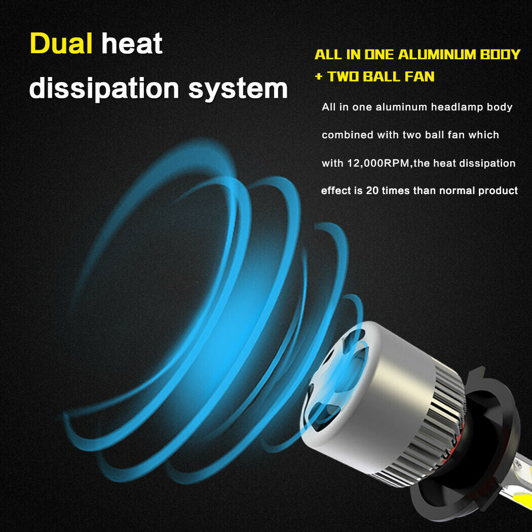 Nighteye H7 LED Hi/Lo Headlight Bulbs 36W 4500LM Set of 2-Ozlighting-Ozlighting.com.au