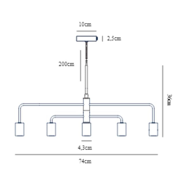 Nordlux GLOOM Pendant - 5 Light Minimalist Industrial Metal-Nordlux-Ozlighting.com.au