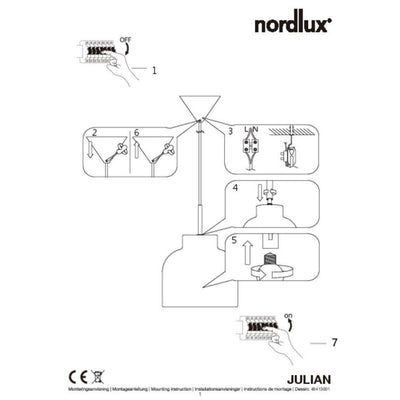 Nordlux JULIAN - 1 Light Metal Pendant White-Nordlux-Ozlighting.com.au