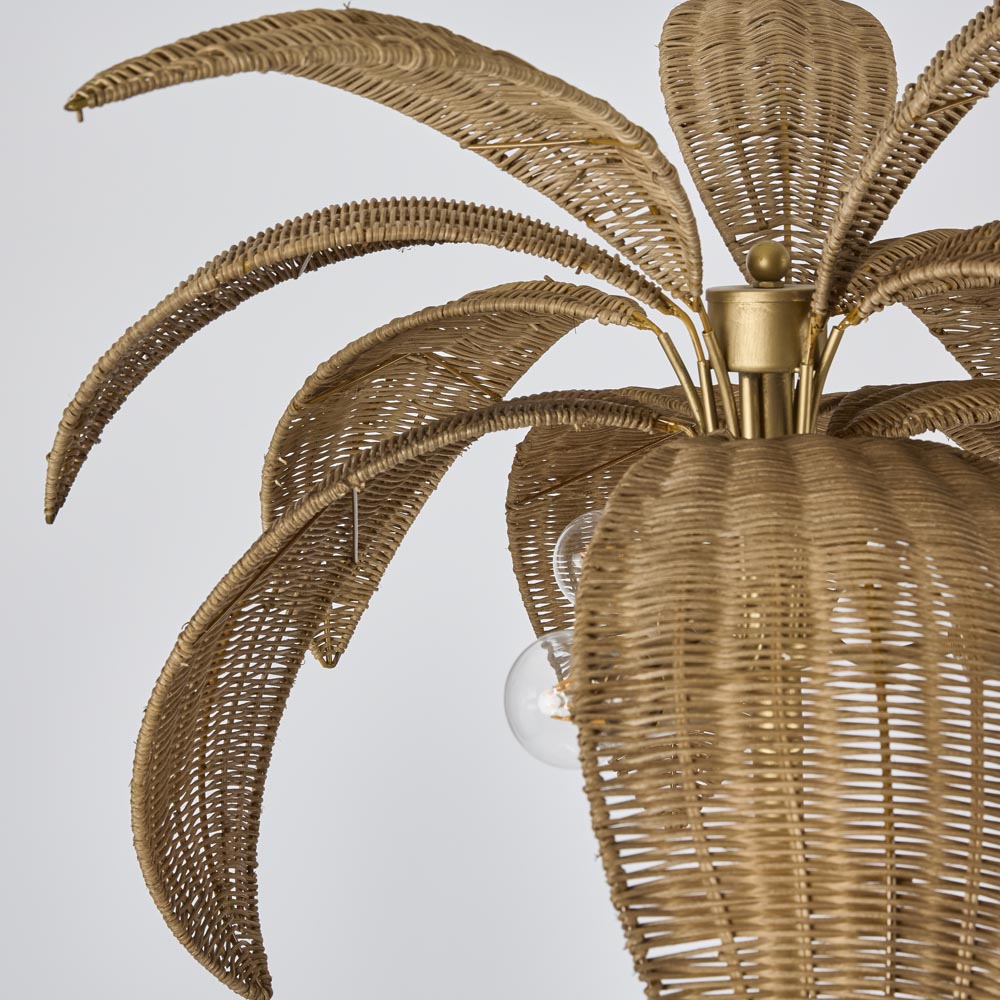 OneWorld Collection BALI Brass & Rattan Floor Lamp-ONEWORLD COLLECTION-Ozlighting.com.au
