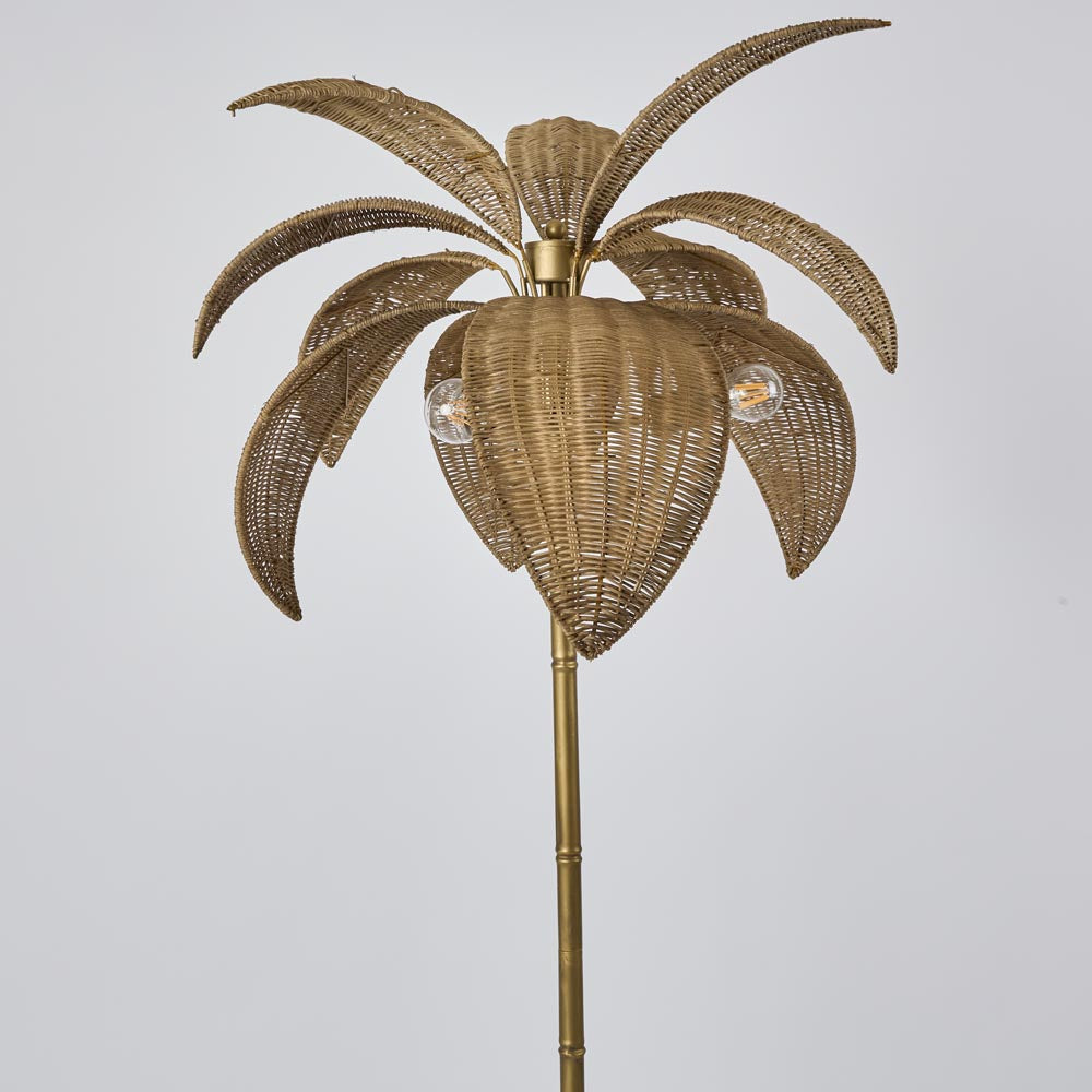 OneWorld Collection BALI Brass & Rattan Floor Lamp-ONEWORLD COLLECTION-Ozlighting.com.au